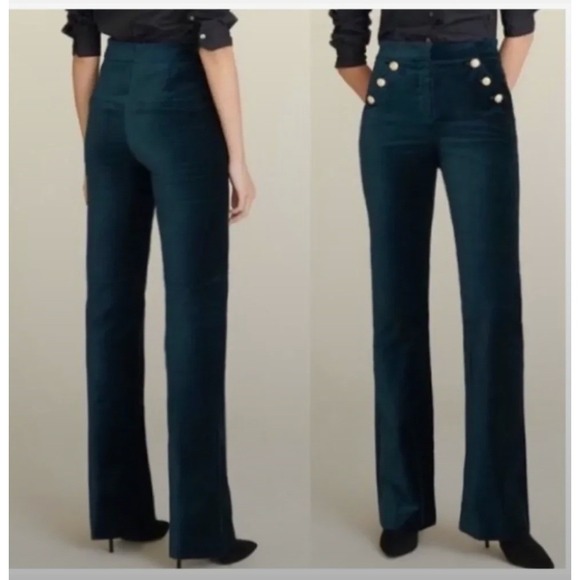 Maison d'Amélie Pants - Maison d'Amelie Paris Green Velvet Gold Button Trousers Pants US 6